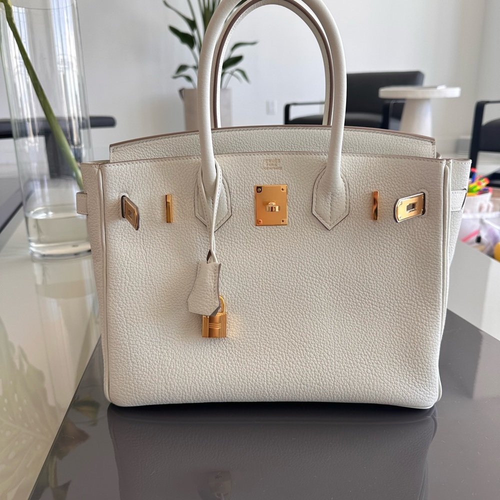 Hemes Birkin 30 with gold hardware mushroom color new never was worn stamp B